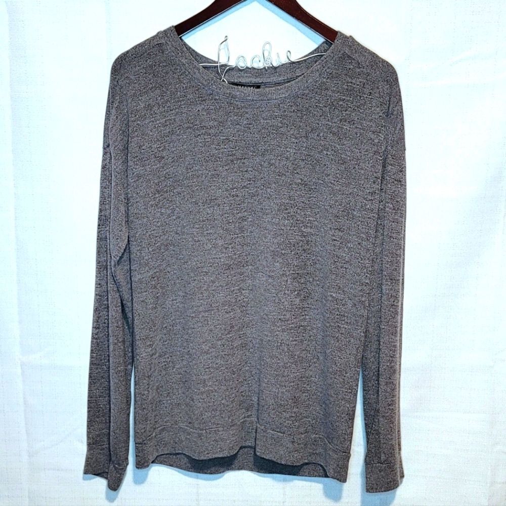 HANNAH Heather Gray Marled Knit Long Sleeve Crewneck Sweater Size Large